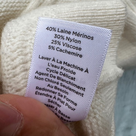 Talbots Cream Diamond Knit Cardigan Lambs Merino Cashmere Blend Big Buttons XS - Picture 6 of 15